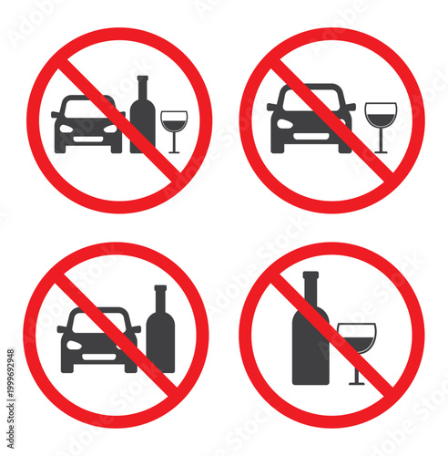 No Drinking and Driving Car Prohibition Signs