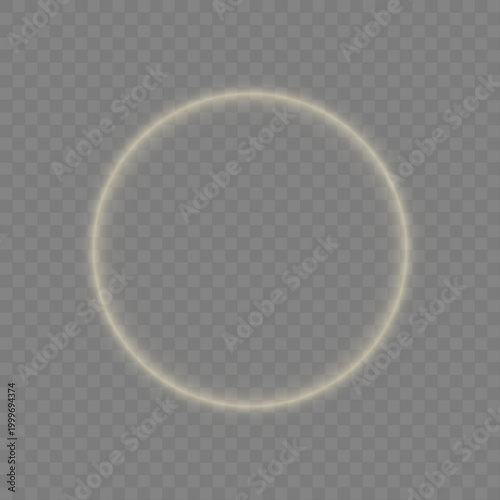 Golden glowing circular frame with sparkling dust trail and soft light beams. Elegant premium 3D ring for branding, awards, UI kits and modern visuals.