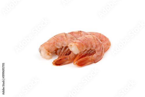 Langoustine tail on a white background. Fresh langoustine tail close-up isolated on a white background.