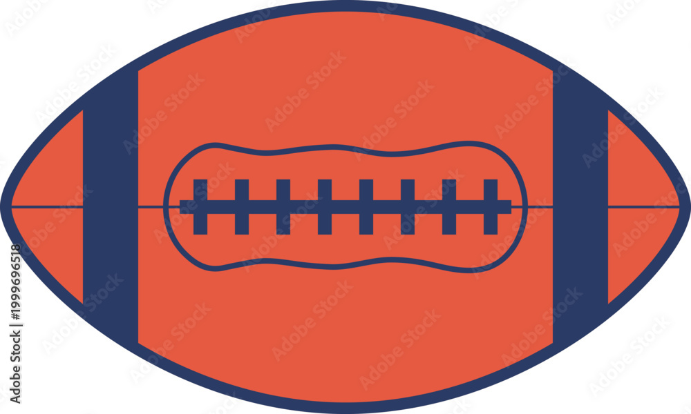 Fototapeta premium Minimalist American Football Ball Vector Illustration with Bold Navy Blue Outlines and Lacing