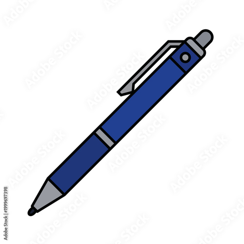 Blue ballpoint pen vector illustration