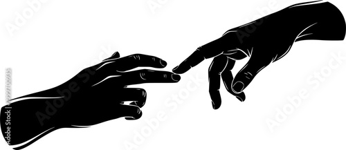 Human Connection Silhouette, Hands Touching Fingertips Vector Illustration for Minimalist Design and Sensory Marketing