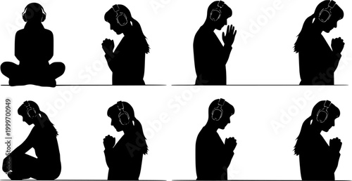 Neurodiversity Awareness Silhouette, Person with Noise Canceling Headphones Focused Work and Sensory Comfort Vector