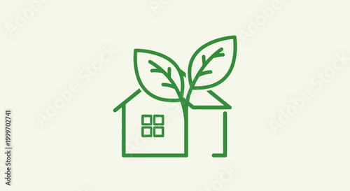 Bilde på lerret Green house with leafy growth sprouting from roof top in urban area