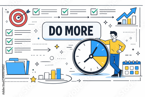 Productivity Workflow Icons. Productivity, efficiency, workflow, organization, performance, time management, quality improvement. minimalist editorial vector