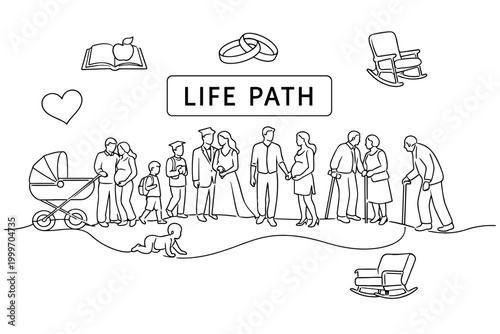 Illustrating the progression of human life stages from infancy to old age