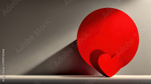 Abstract geometric composition featuring a stylized, nested heart, a visual representation of love and affection. Capturing the interplay of light and shadow, the image conveys depth and emotion.