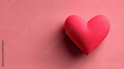A vibrant red heart, radiating love, affection, and warmth. Its textures and curves create a captivating visual story, evoking feelings of care and connection.