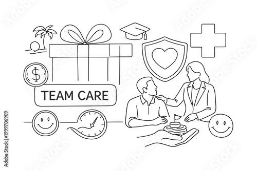 Employee benefits and support services for team well-being and growth