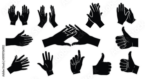 collection of hand gestures in various positions silhouette high quality professional detailed modern elegant stylish clean crisp vibrant colorful digital creative