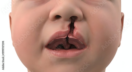 Highly Detailed 3D Medical Render of an Infant with Cleft Lip and Palate
