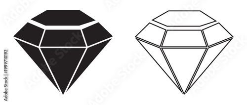diamond vector icon set, abstract and flat style diamond icon on white background.