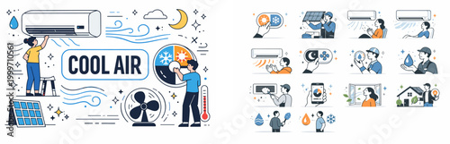 Modern air conditioning control and climate management illustration