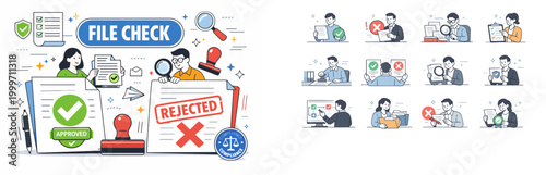 Business document review and approval process with approved and rejected files