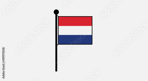 Flag of the Netherlands on a flagpole illustration.