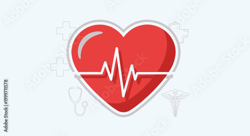 Red Heart with ECG Line Symbol.