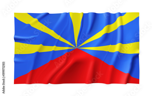 Fotografie Realistic Reunion country flag isolated on a transparent background