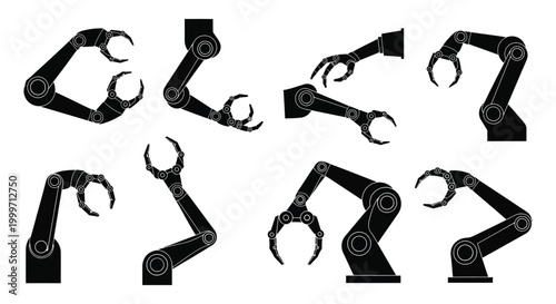 robotic arms in various poses silhouette high quality professional detailed modern elegant stylish clean crisp vibrant colorful digital creative innovative contemporary