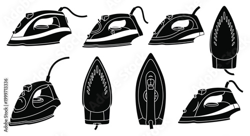 set of iron silhouettes in various angles and designs silhouette high quality professional detailed modern elegant stylish clean crisp vibrant colorful