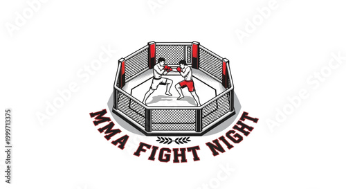 Premium Vector MMA fighters in an octagon cage.