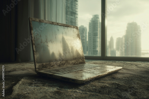 Abandoned Room and Laptop