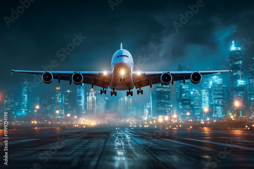 Night Airplane Takeoff