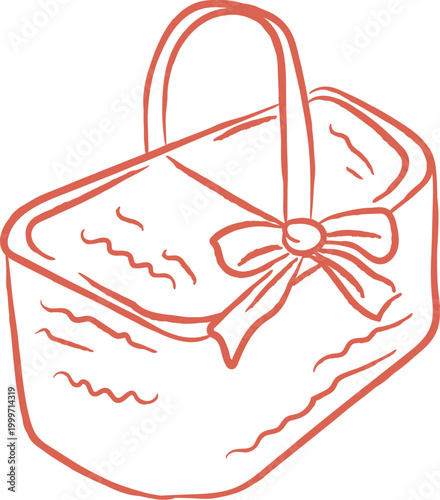 Basket With Bow Doodle Sketch
