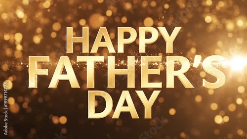 Happy Father's Day Golden Particles Celebration Loop Background Video