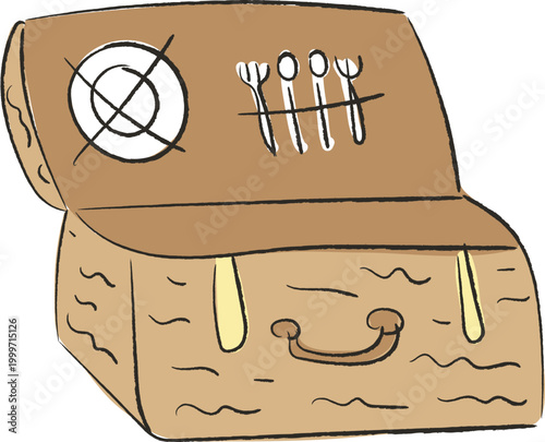 Picnic Basket Open Packed Doodle