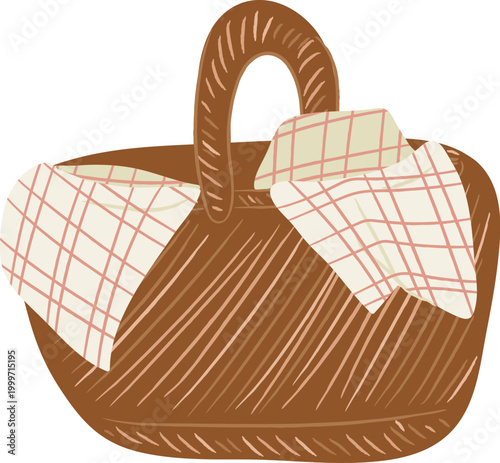 Basket With Checkered Cloth Crayon
