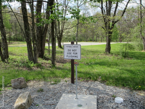 RV campground do no use for flushing black tank sign