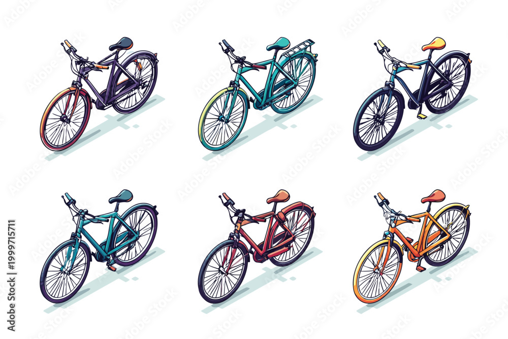 Naklejka premium bicycle isometric set isolated