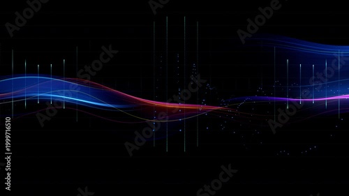 Abstract Colorful Light Wave. Alpha Channel, No Background, Seamless Loop Overlay