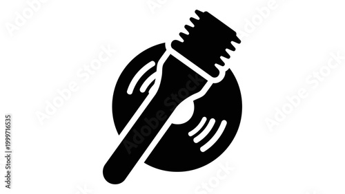 Anti static record brush icon, vinyl cleaning tool for audio equipment maintenance