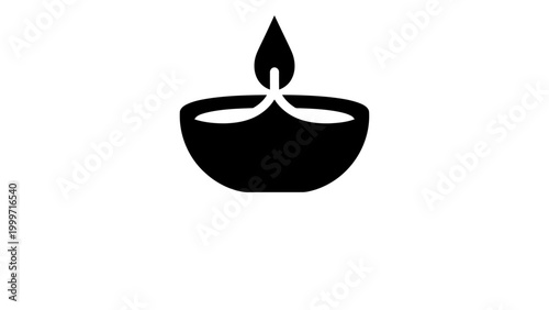 Clay oil lamp diya icon, traditional indian festival diwali symbol, vector illustration isolated on white background