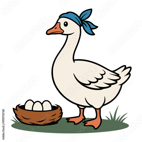 Mother Goose with Nest of Eggs