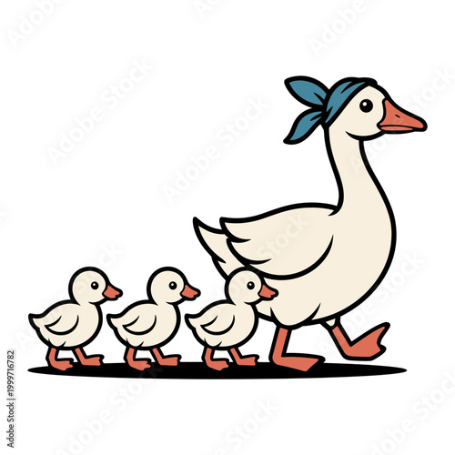 Mother Goose With Three Goslings