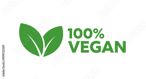 Green vegan logo with leaves and text on white background