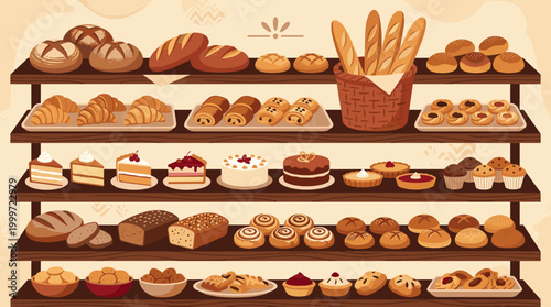 Delicious pastry display bakery food photography cozy environment eye-level view tempting treats