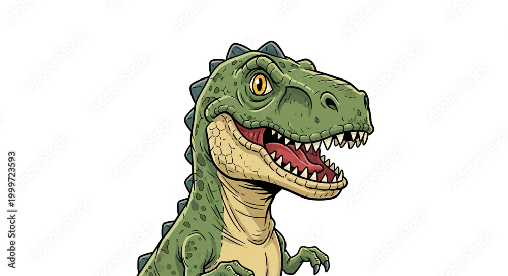 Fototapeta premium A cartoon illustration of a dinosaur.