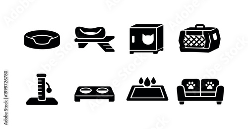 Pet-friendly design for small apartments. Filled icon set of Pet-friendly design for small apartments: compact