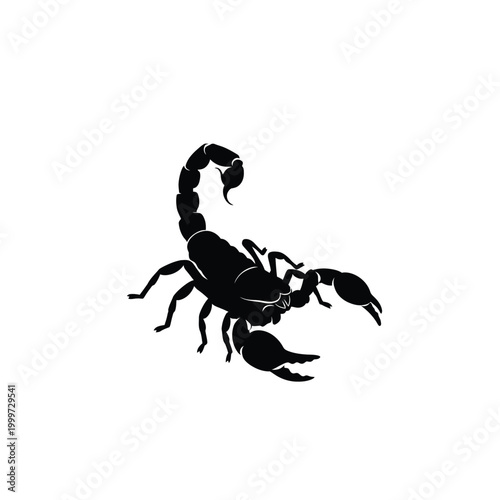 Silhouette of a menacing black scorpion with raised tail ready to strike