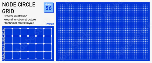 Blueprint grid system node circle geometry, zoom detail view. Round junction structure demonstration, engineering diagrams dashboards planning layouts interface systems digital graphics.