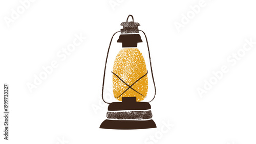 Vintage Oil Lantern Illustration with Textured Hand Drawn Style
