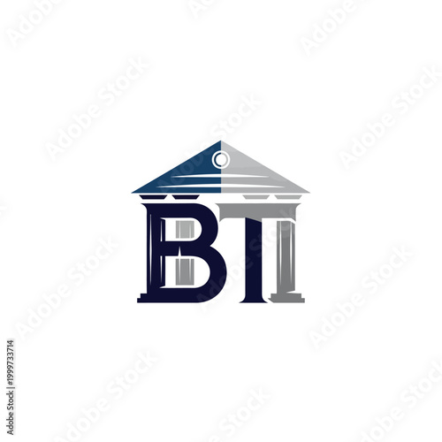 Professional BI Letter Initial Logo with Courthouse Building Structure Design on isolated white background