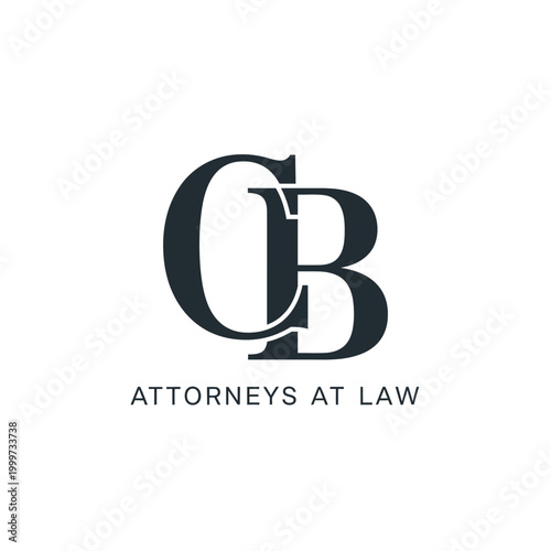 CB Letter Logo Design with Attorneys At Law Text on Isolated White Background