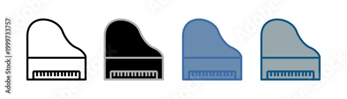 
piano icon set multiple style collection with piano design