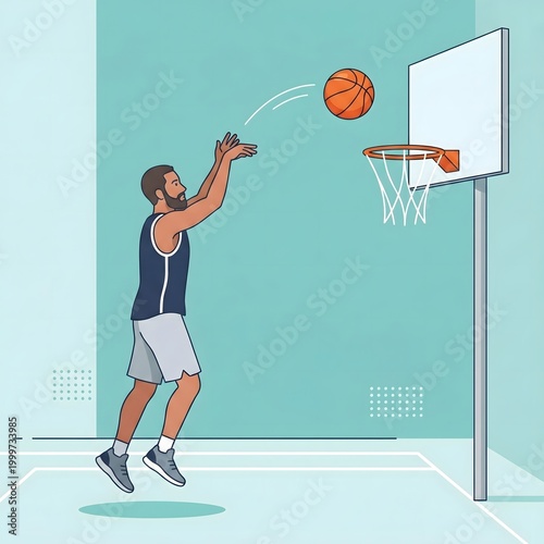 A Basketball Player Shooting a Basketball Towards the Hoop