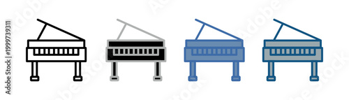 
keyboard music icon set multiple style collection with keyboard design