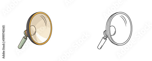 Beauty dish reflector in flat color and black line styles grey and gold colors professional studio lighting tool for portrait photography on white background